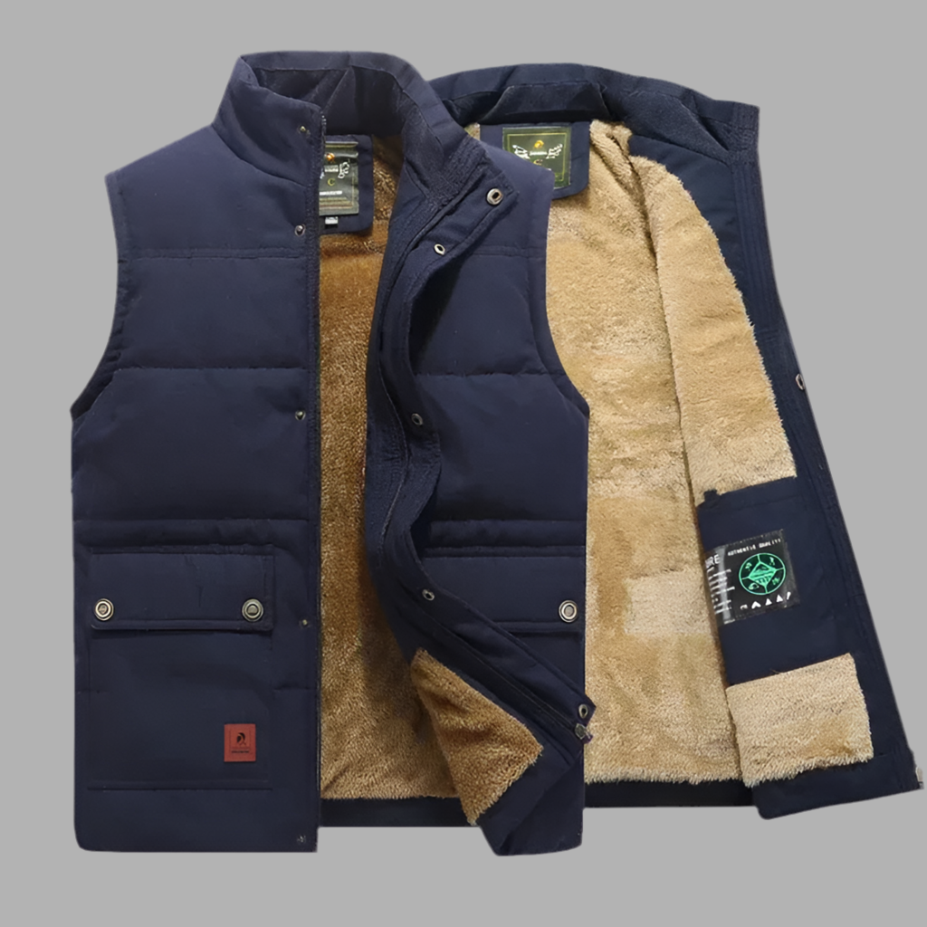 Bodywarmer met voering en meerdere zakken