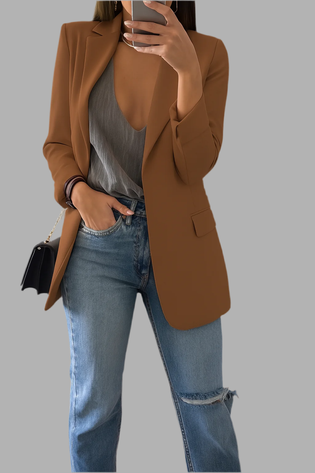 Dames blazer met reverskraag en knoopsluiting