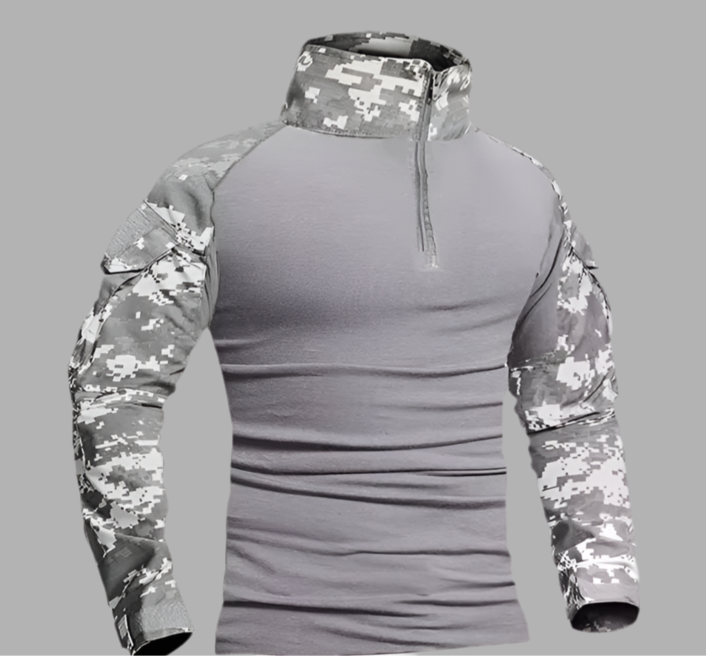 Herenshirt met hoge kraag en ritssluiting