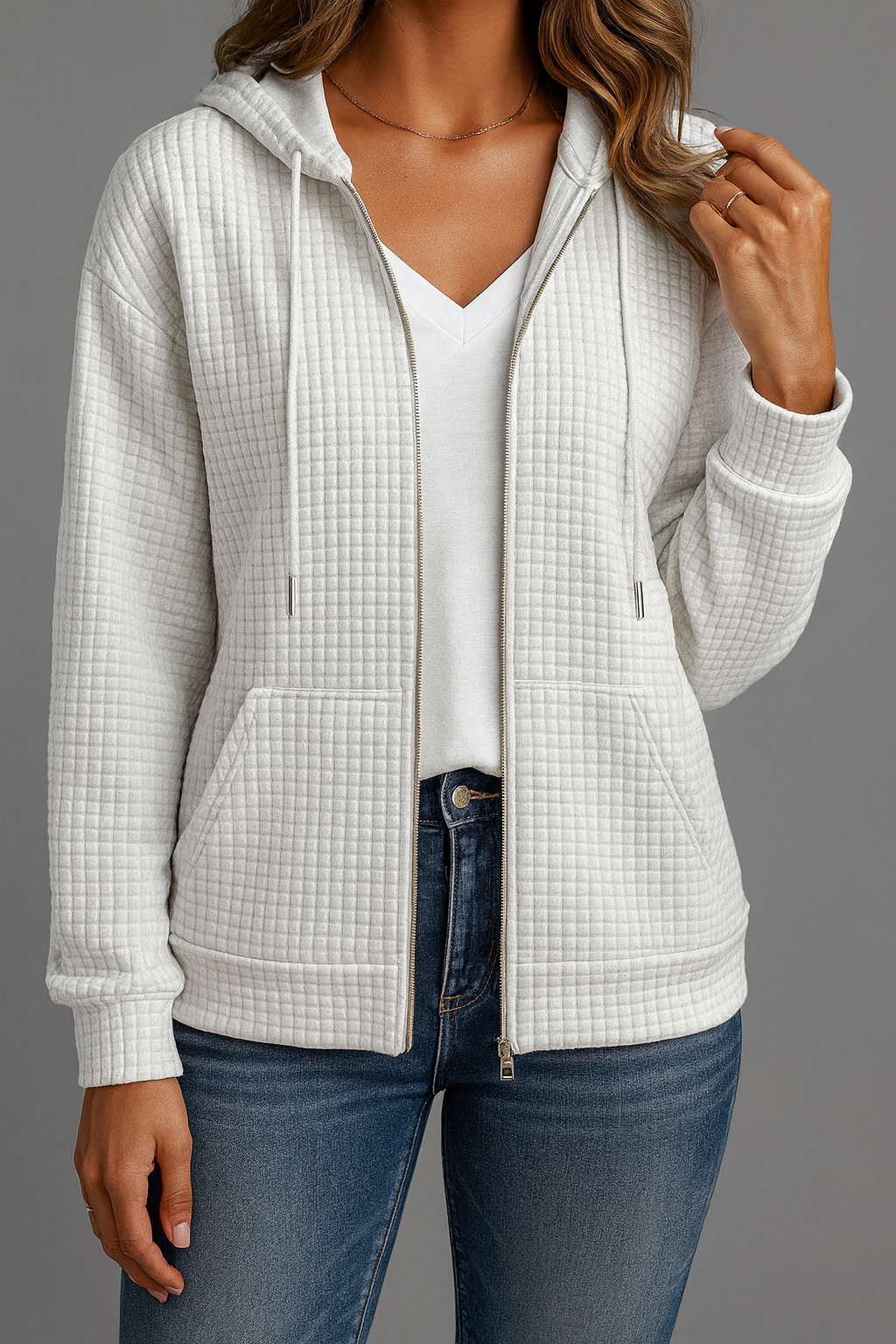 Dames hoodie met ritssluiting en capuchon