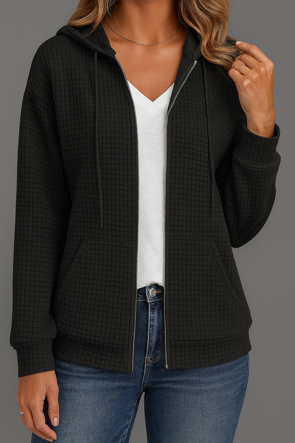 Dames hoodie met ritssluiting en capuchon