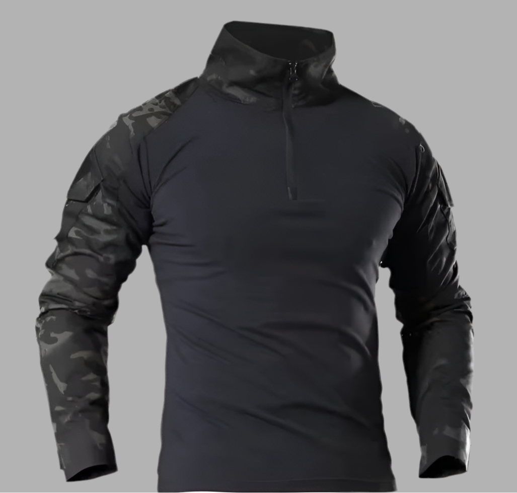 Herenshirt met hoge kraag en ritssluiting