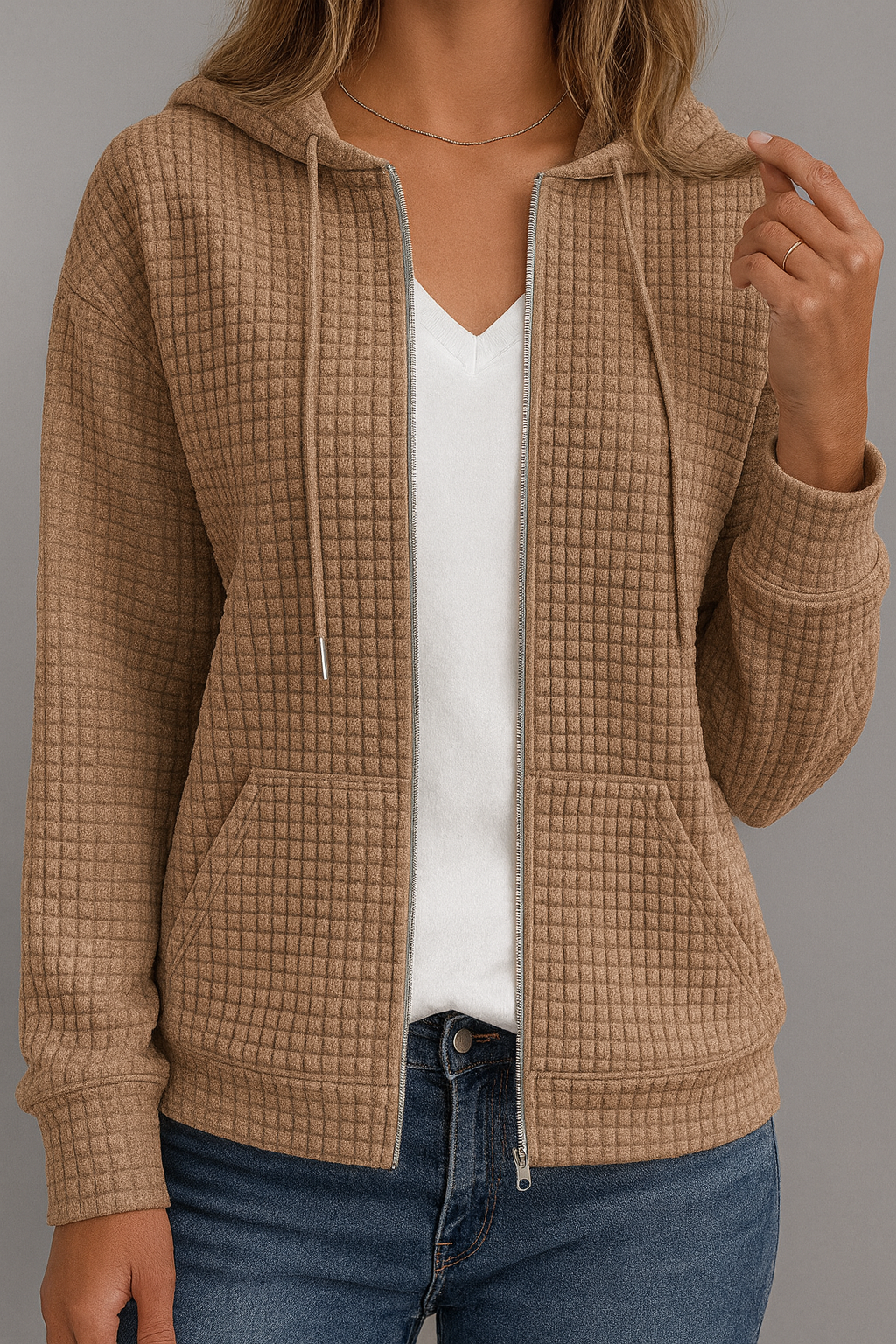 Dames hoodie met ritssluiting en capuchon