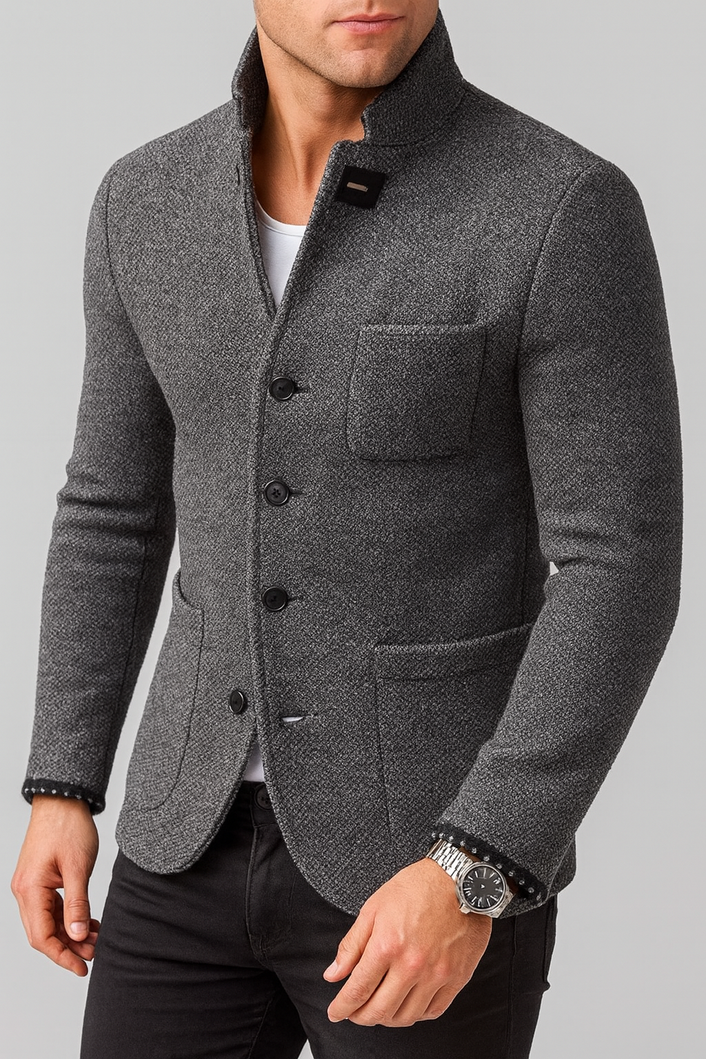 Gebreide blazer met knoopsluiting en reverskraag