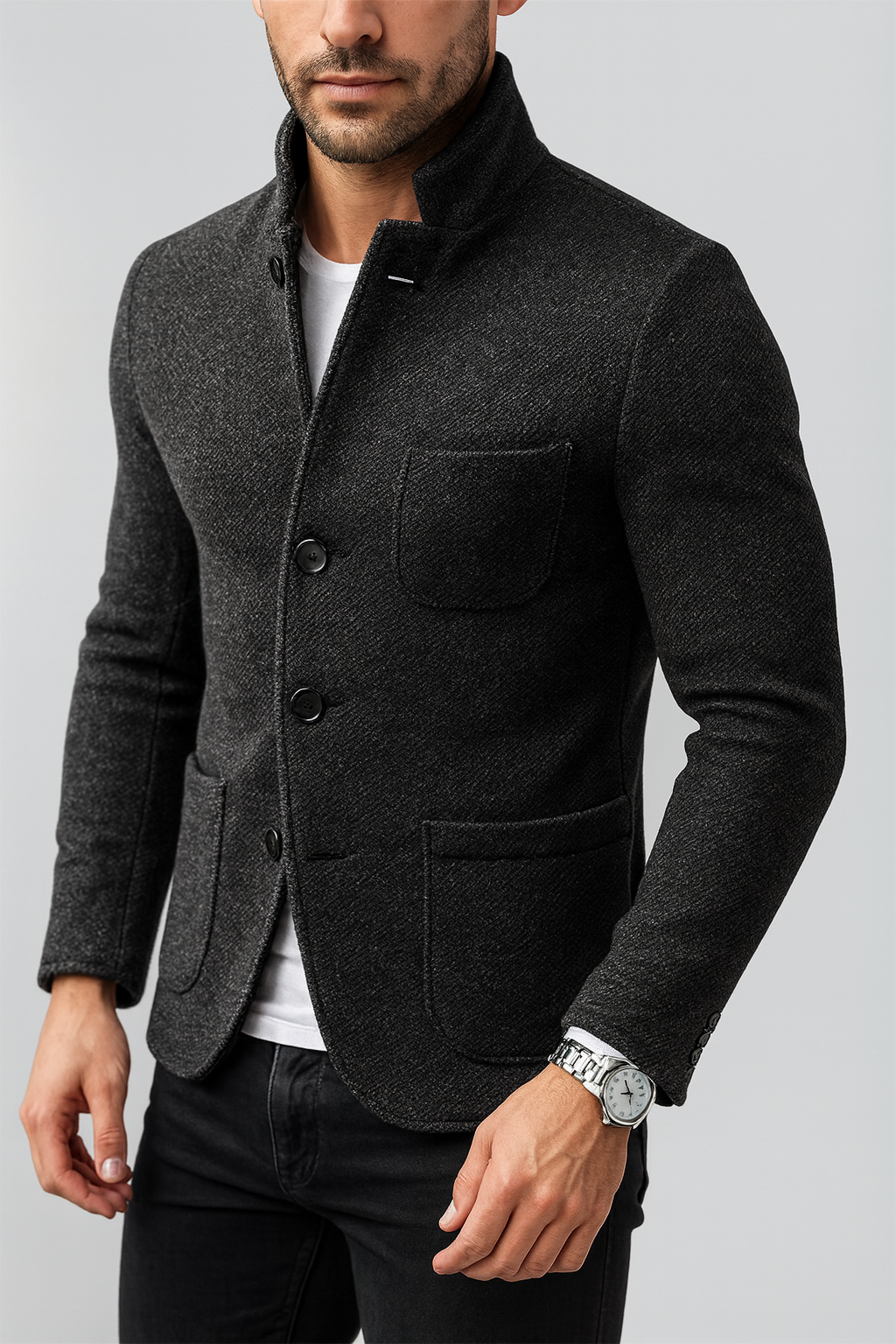 Gebreide blazer met knoopsluiting en reverskraag