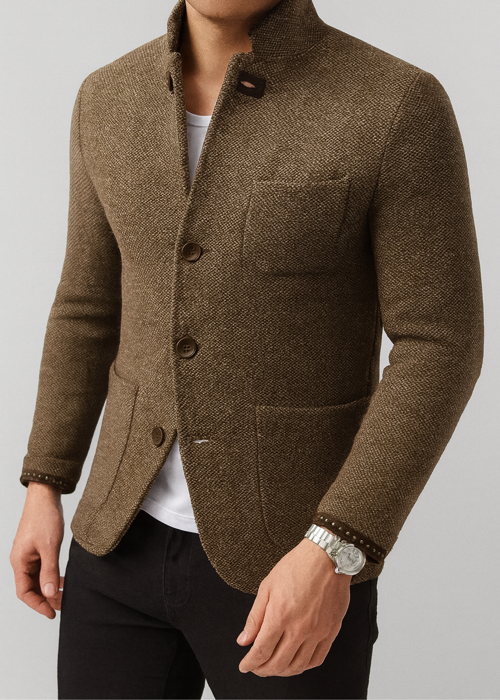 Gebreide blazer met knoopsluiting en reverskraag