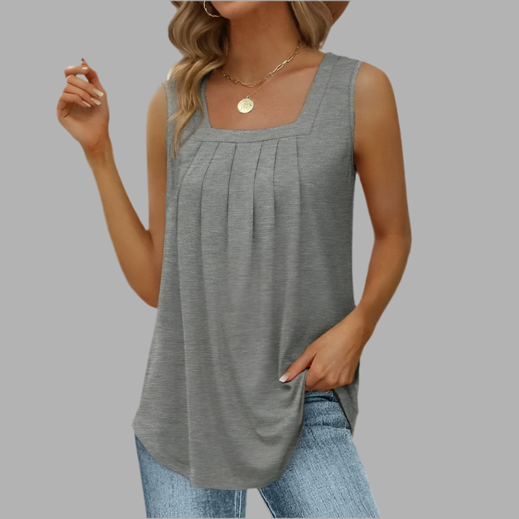 Dames top met vierkante hals en plooidetails