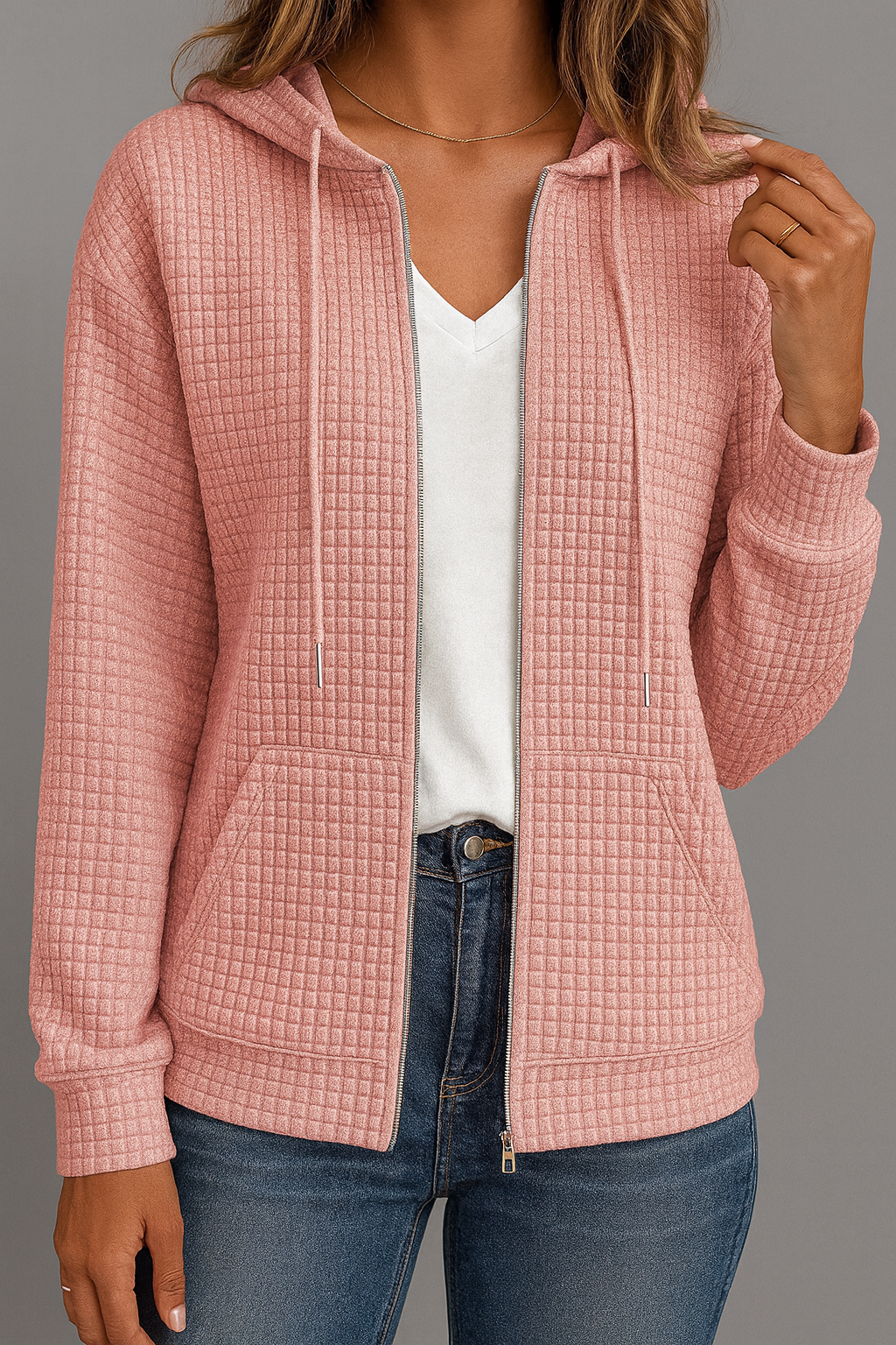 Dames hoodie met ritssluiting en capuchon