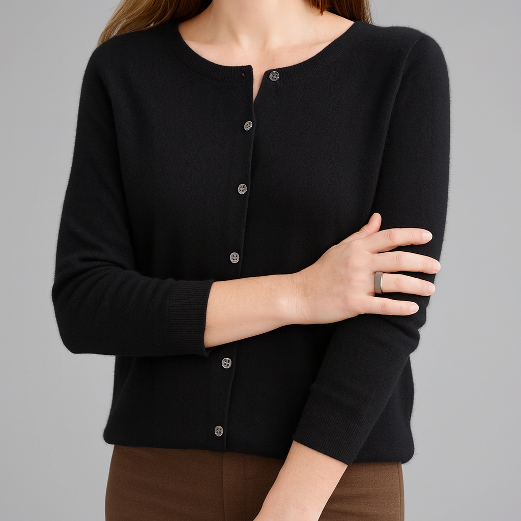 Gebreid vest met knoopsluiting en lange mouwen