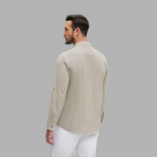 Herenshirt met vetersluiting en lange mouwen