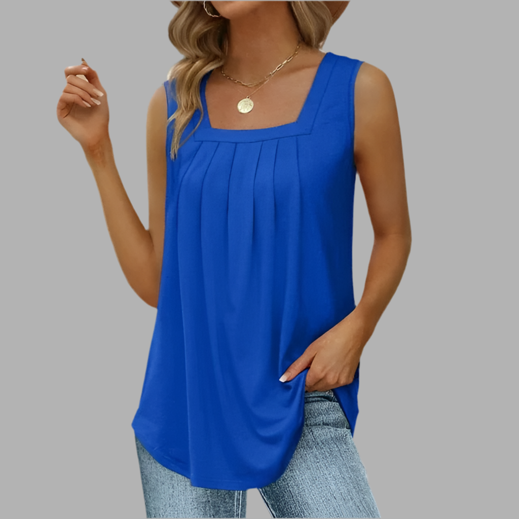 Dames top met vierkante hals en plooidetails