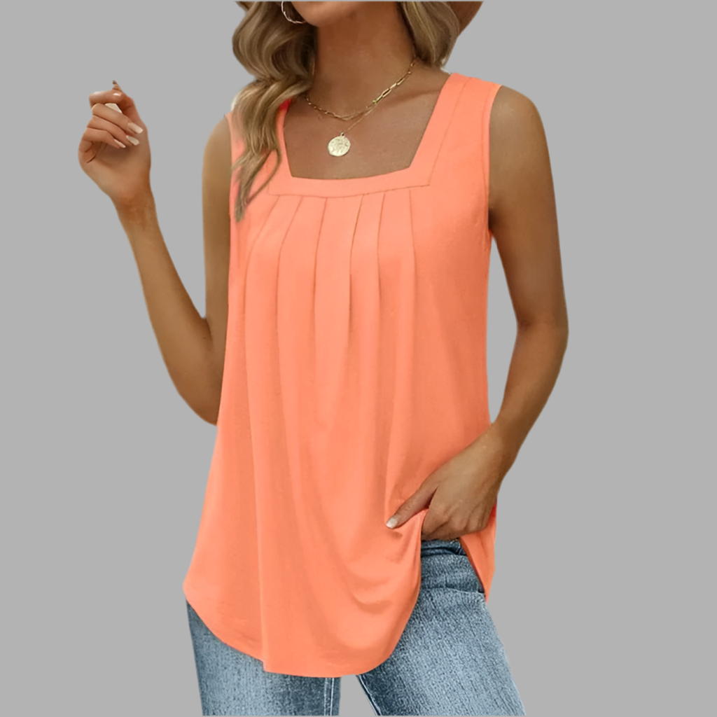 Dames top met vierkante hals en plooidetails
