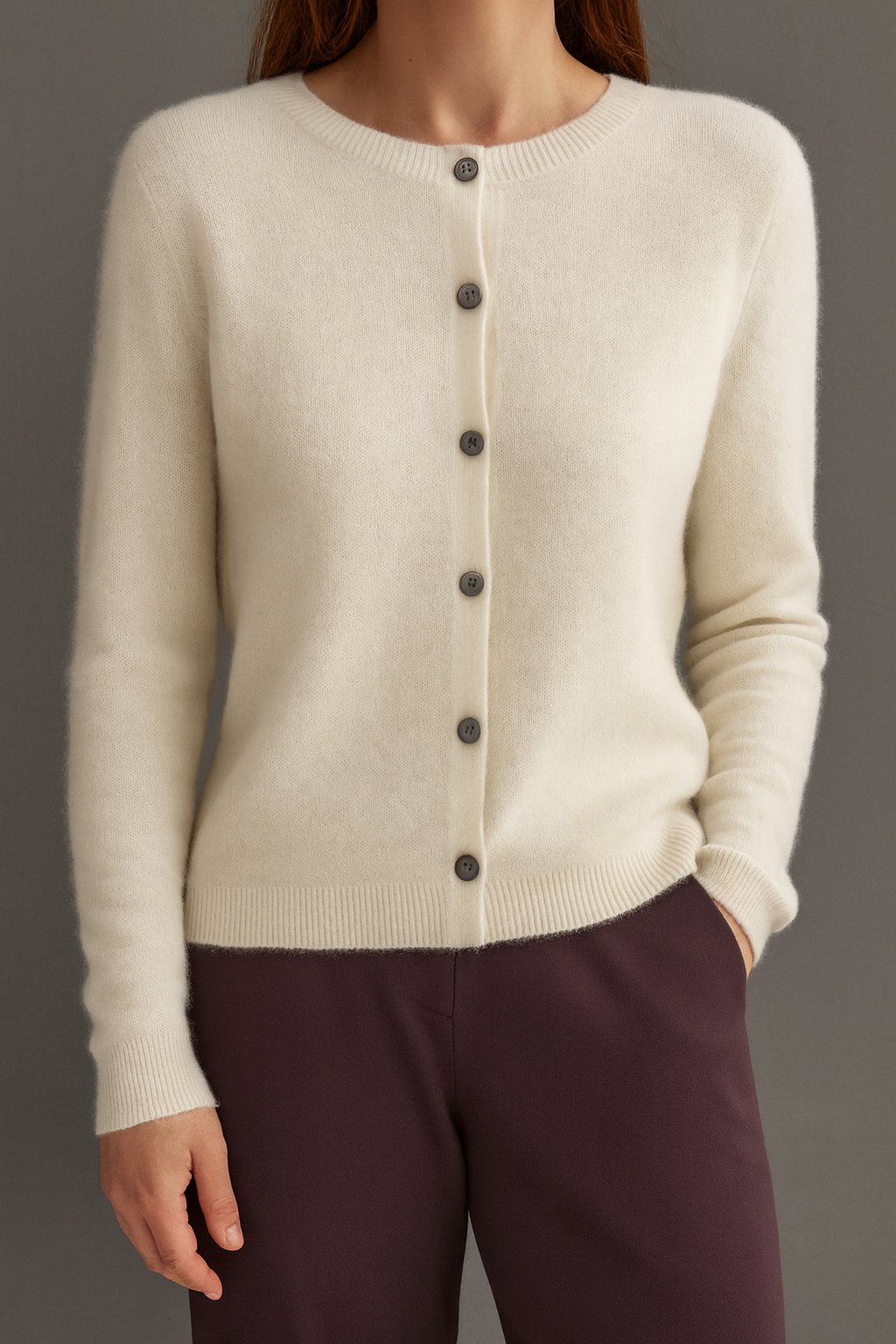 Gebreid vest met knoopsluiting en lange mouwen