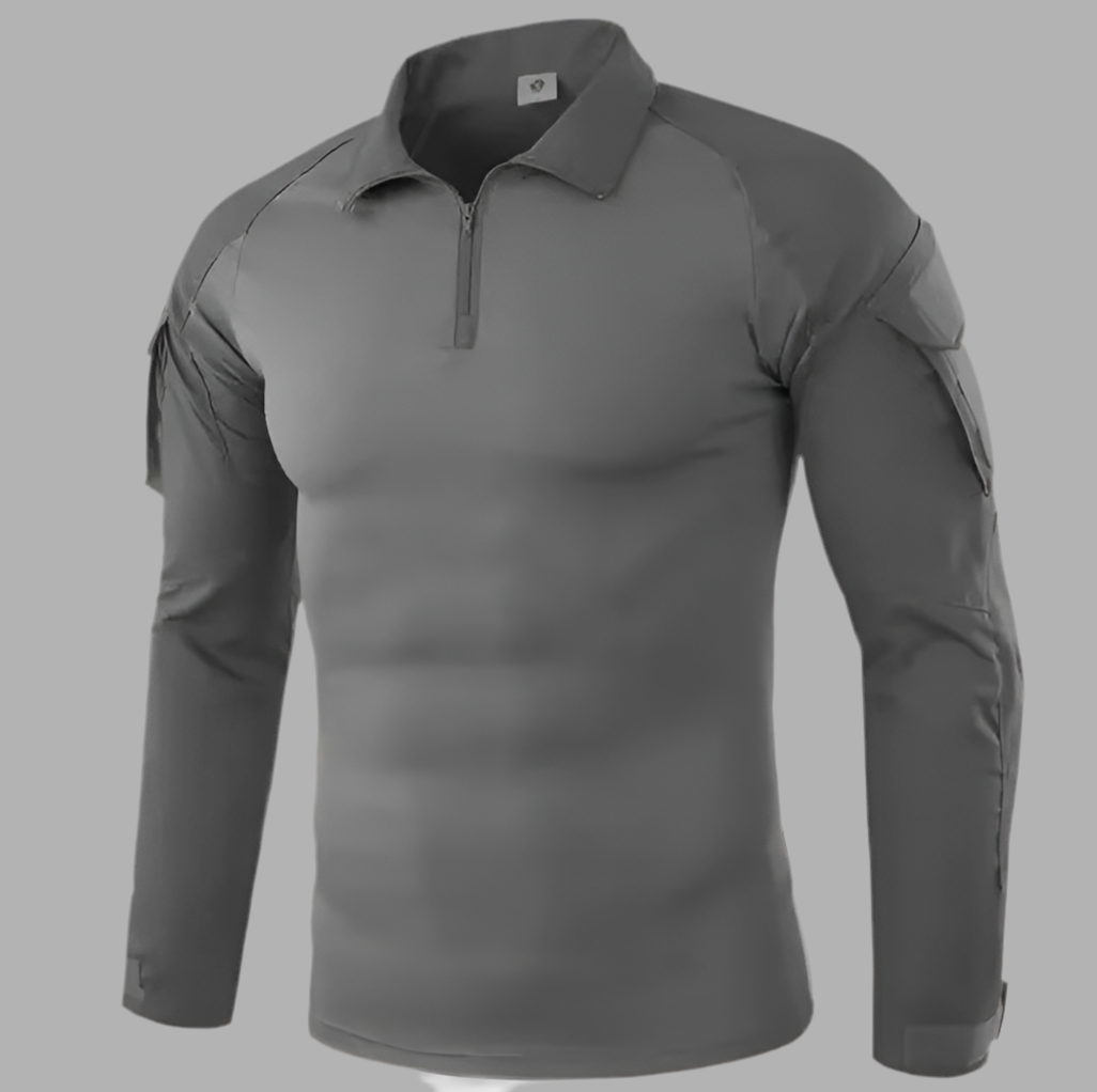 Herenshirt met hoge kraag en ritssluiting
