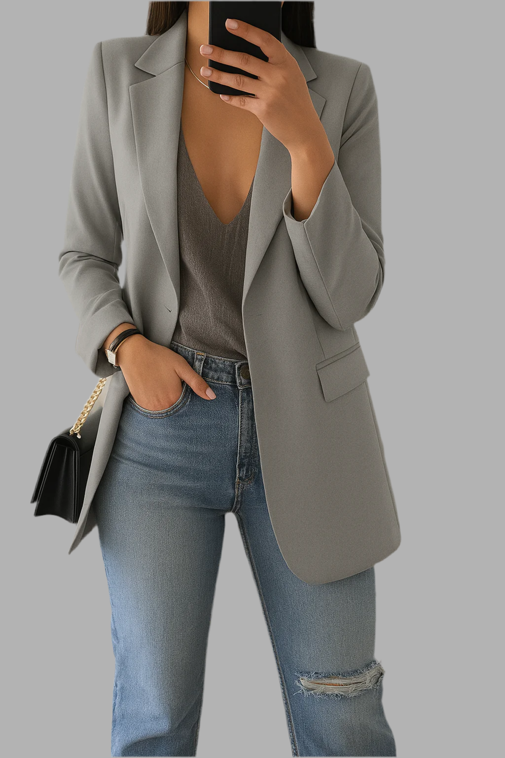 Dames blazer met reverskraag en knoopsluiting