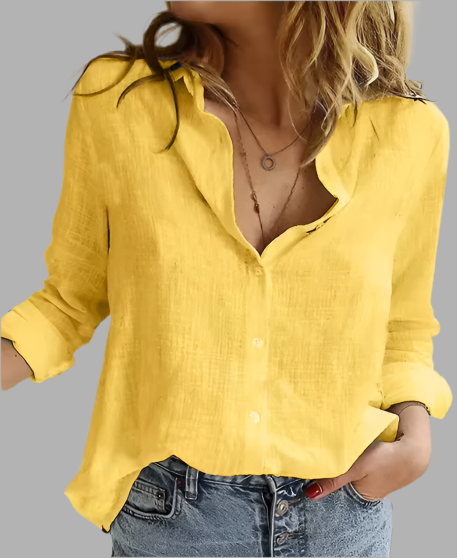 Dames blouse met knoopsluiting en lange mouwen