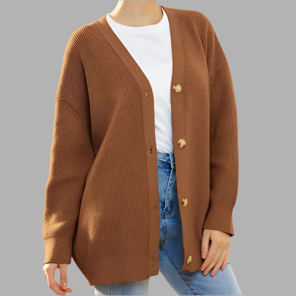 Gebreid vest met knoopsluiting en geribde boorden