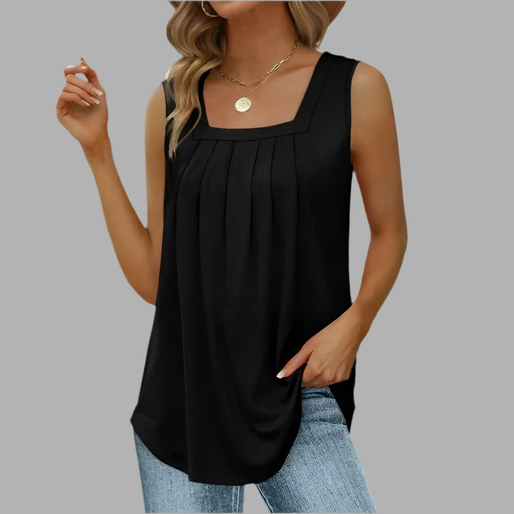 Dames top met vierkante hals en plooidetails