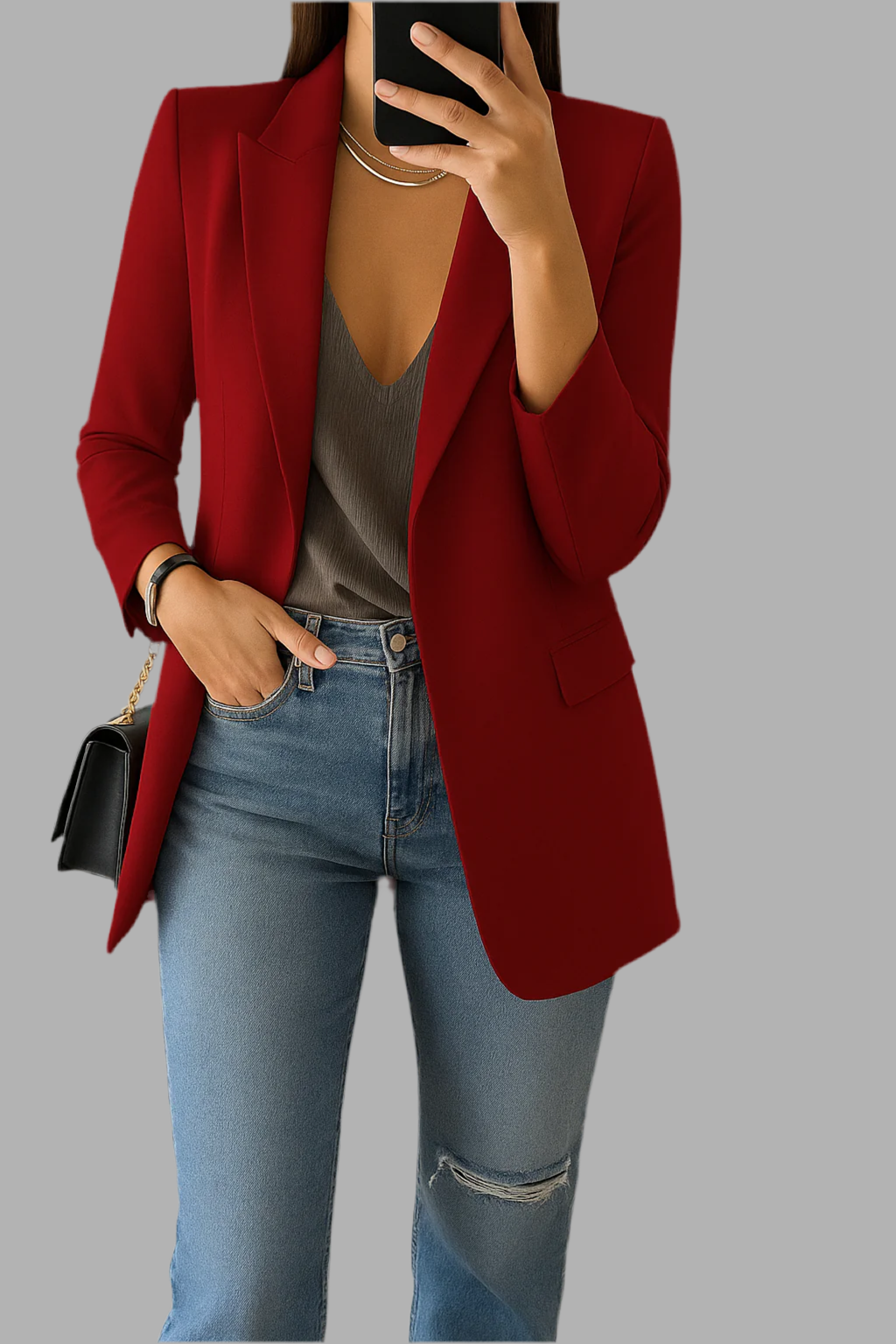 Dames blazer met reverskraag en knoopsluiting