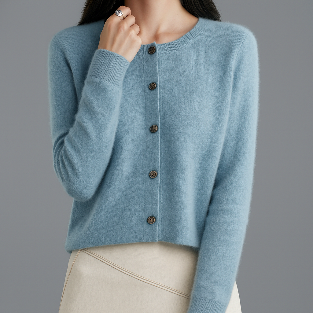 Gebreid vest met knoopsluiting en lange mouwen