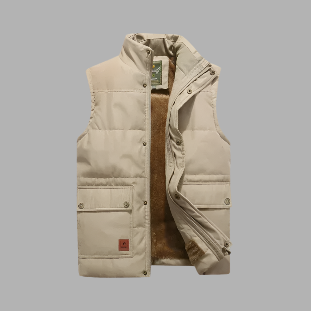 Bodywarmer met voering en meerdere zakken