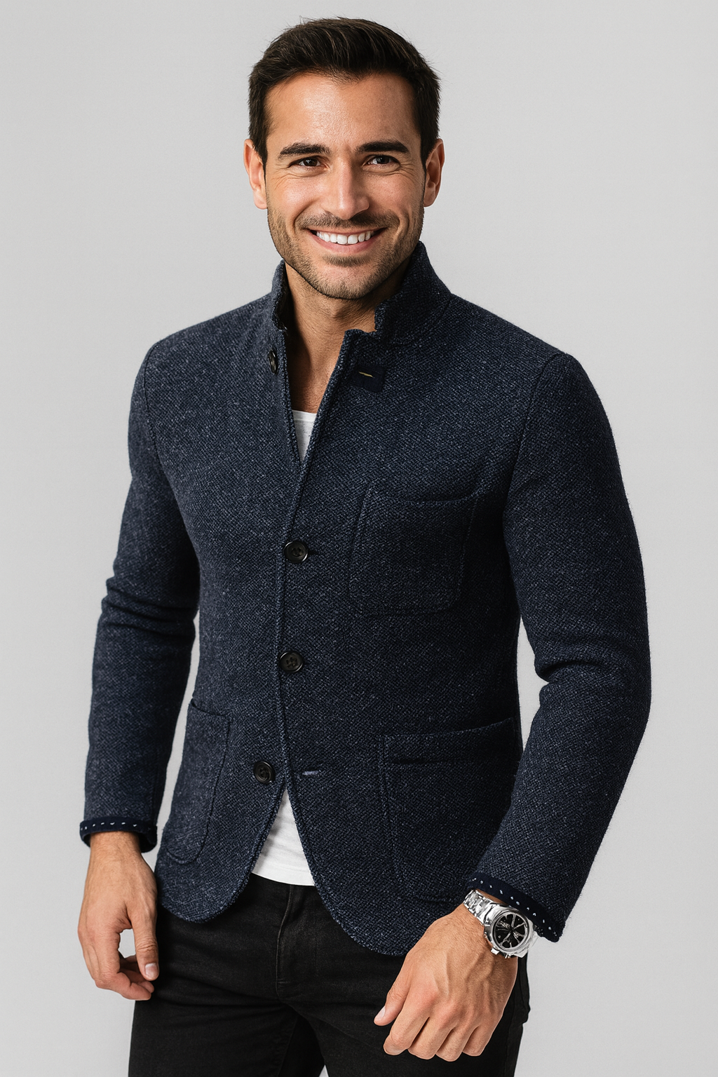 Gebreide blazer met knoopsluiting en reverskraag
