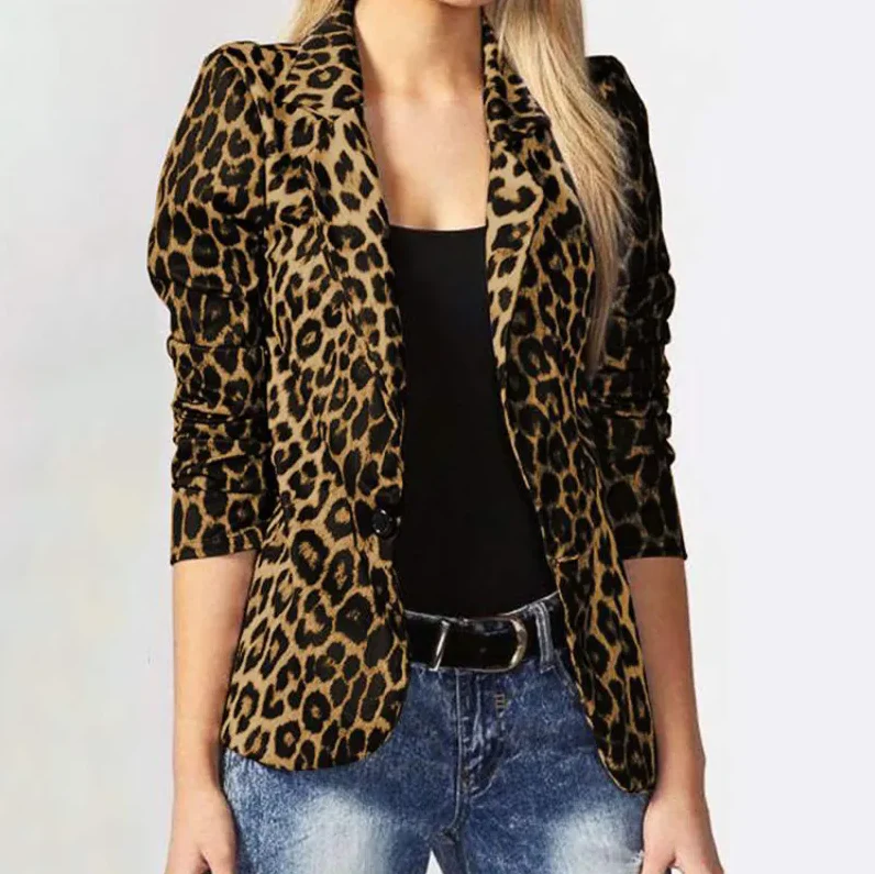 Dames blazer met dierenprint en reverskraag
