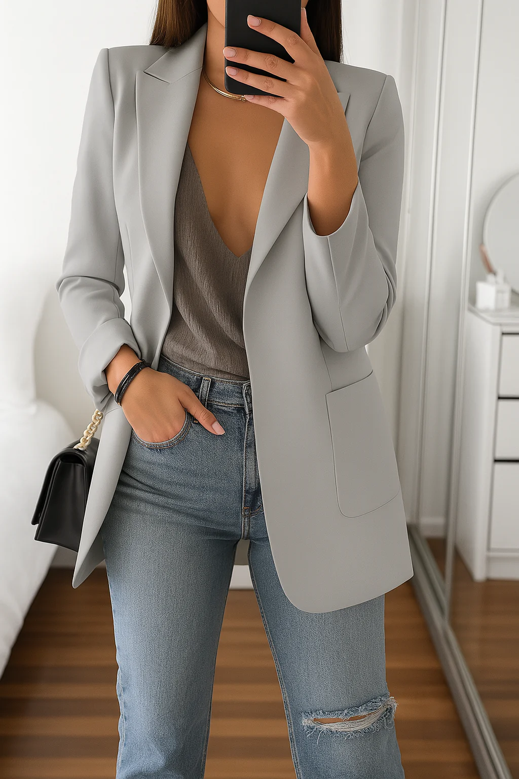 Dames blazer met reverskraag en knoopsluiting