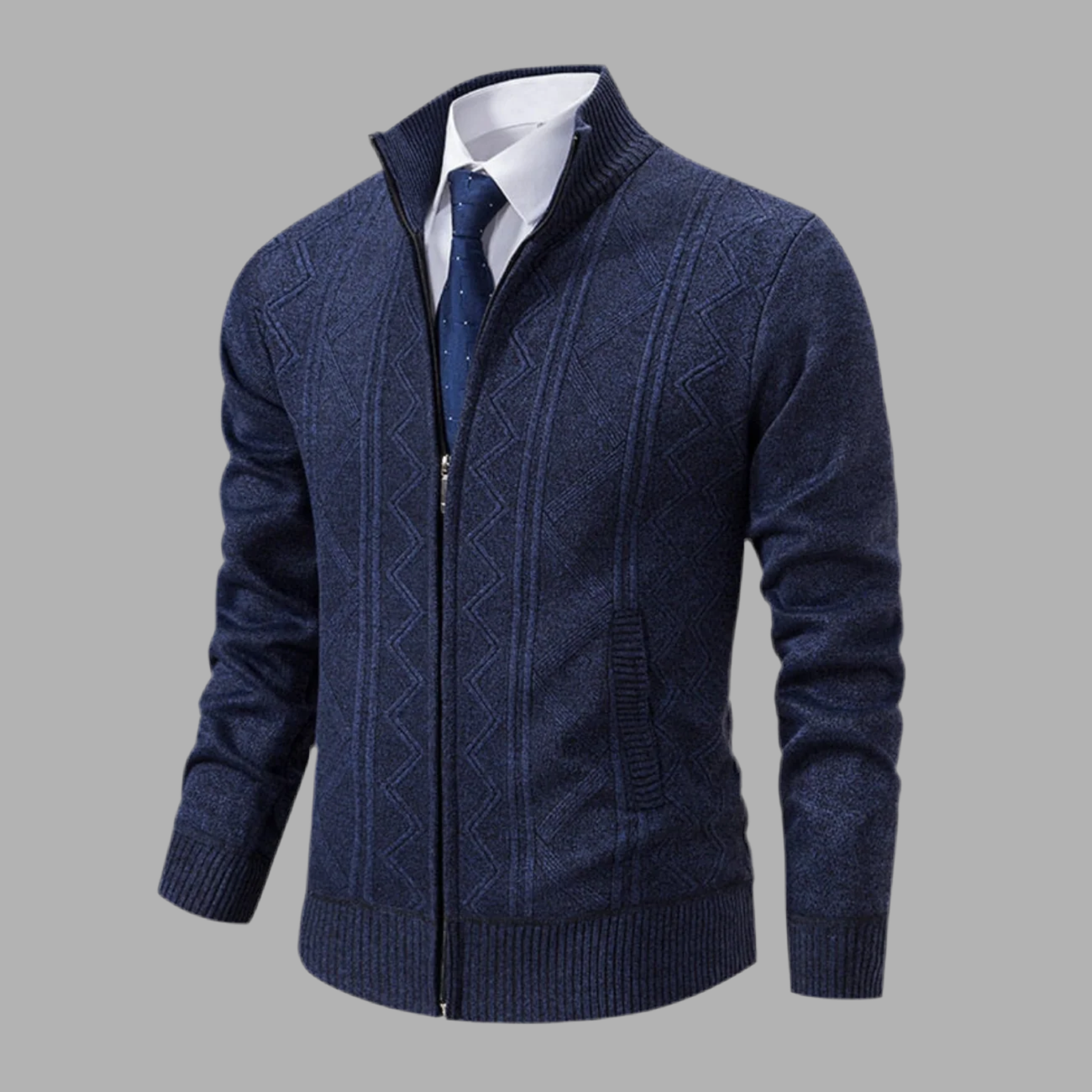 Herens vest met kabelbreisel en ritssluiting