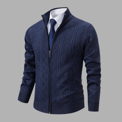 Herens vest met kabelbreisel en ritssluiting