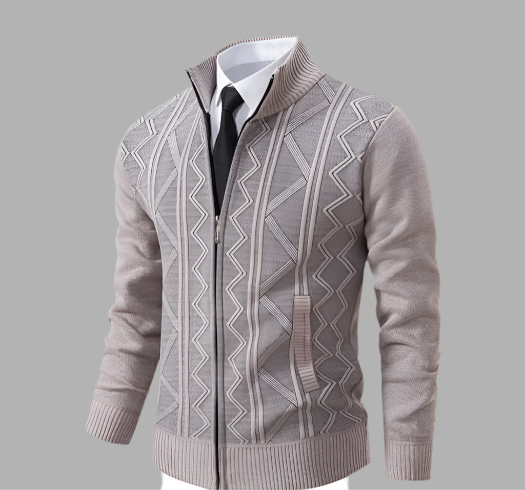 Herens vest met kabelbreisel en ritssluiting