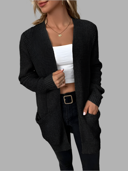 Dames cardigan met open voorkant en zakken