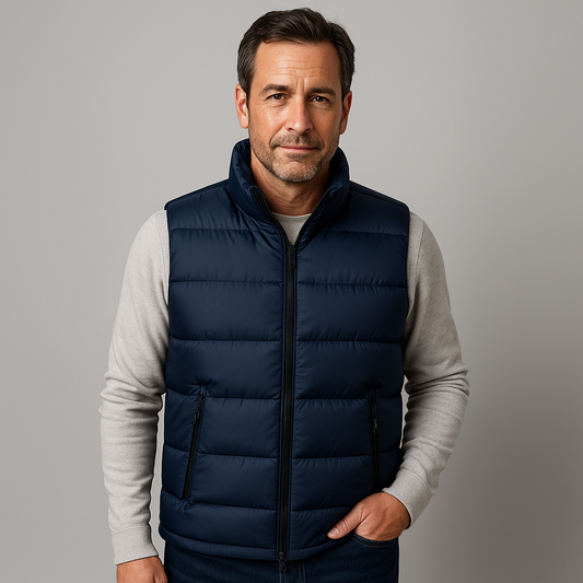 Gewatteerde bodywarmer met ritssluiting en zakken