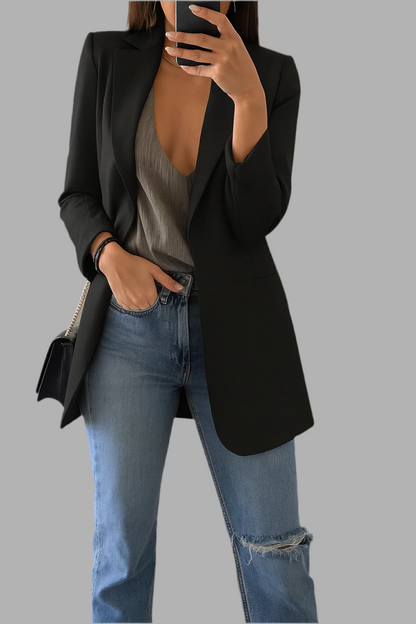 Dames blazer met reverskraag en knoopsluiting