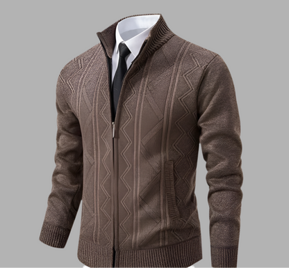 Herens vest met kabelbreisel en ritssluiting
