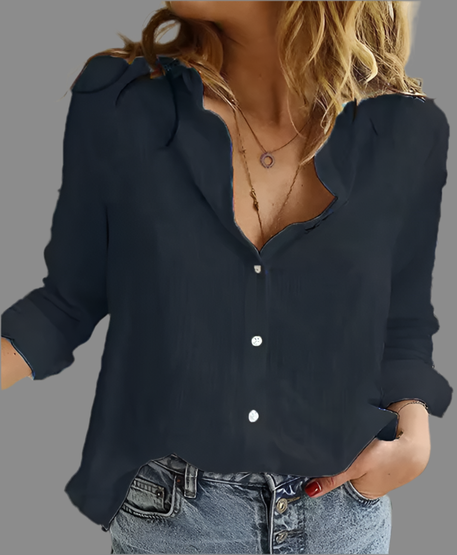 Dames blouse met knoopsluiting en lange mouwen