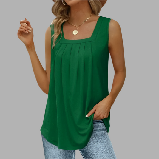 Dames top met vierkante hals en plooidetails