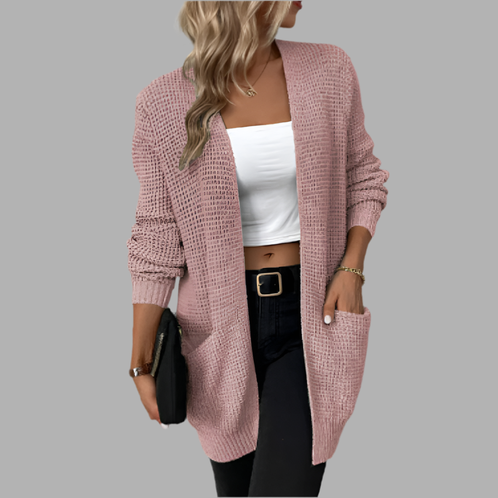 Dames cardigan met open voorkant en zakken