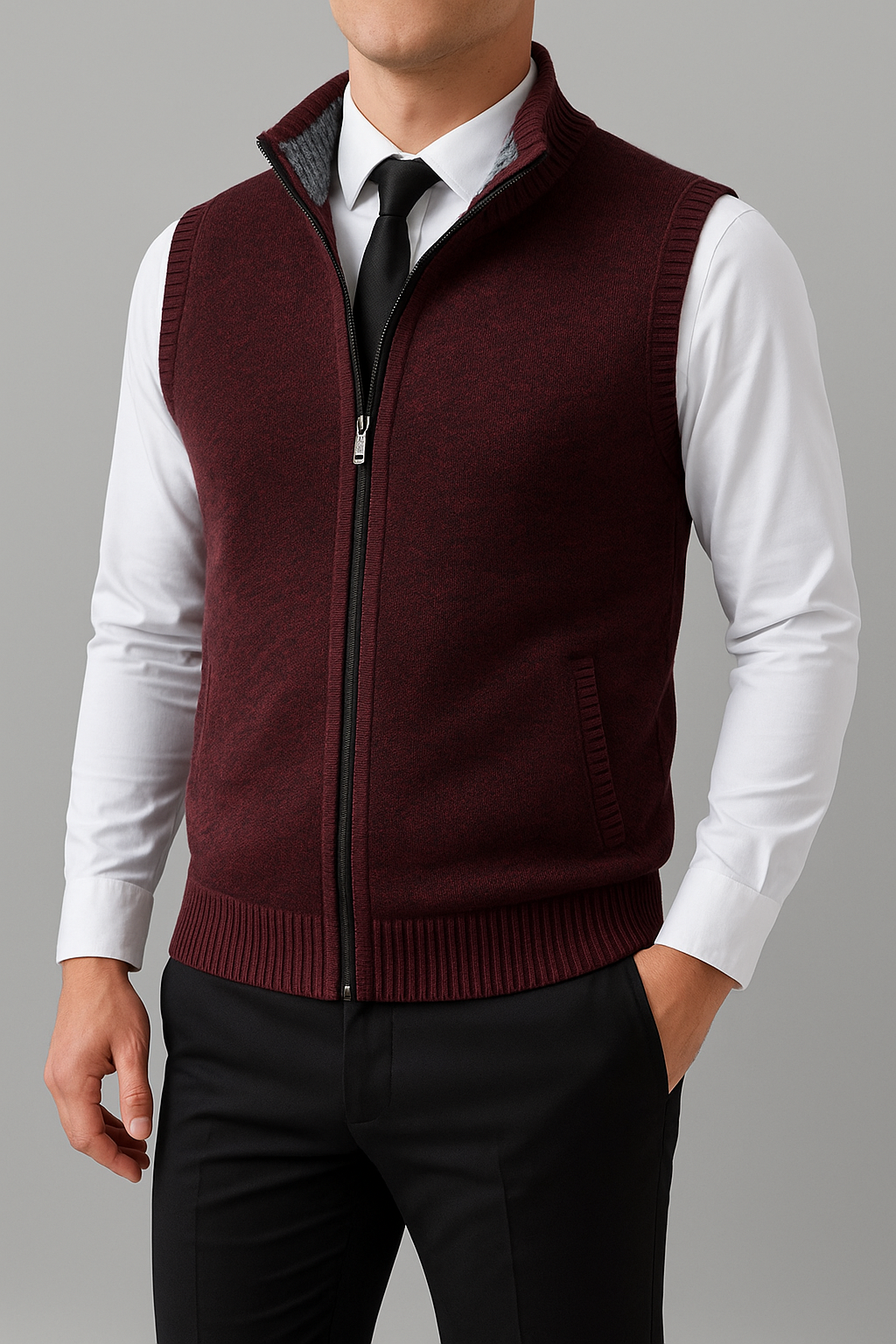 Heren bodywarmer met ritssluiting en opstaande kraag