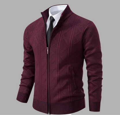 Herens vest met kabelbreisel en ritssluiting