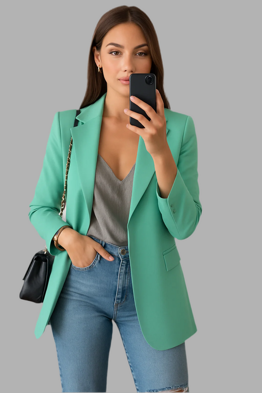 Dames blazer met reverskraag en knoopsluiting