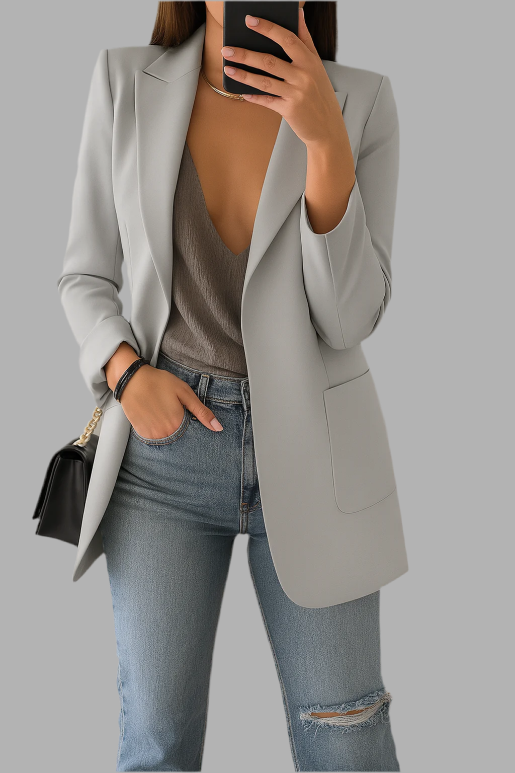 Dames blazer met reverskraag en knoopsluiting
