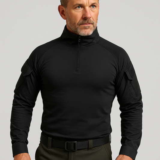 Herenshirt met hoge kraag en ritssluiting