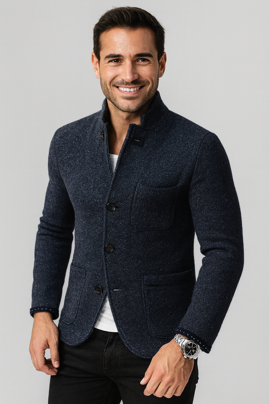 Gebreide blazer met knoopsluiting en reverskraag