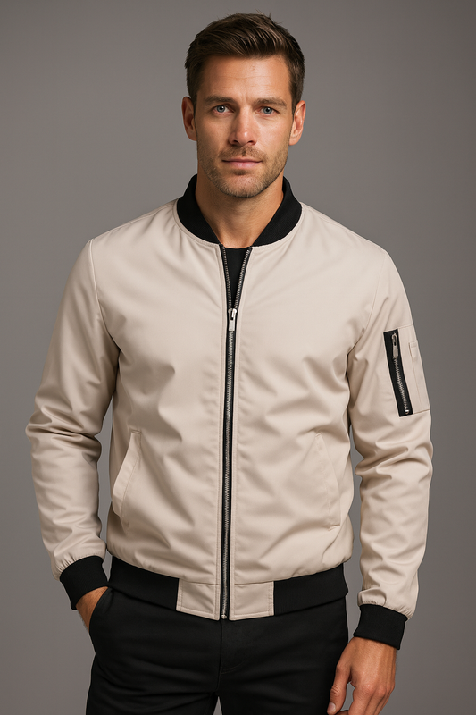 Herens bomberjack met ritssluiting en zakdetails