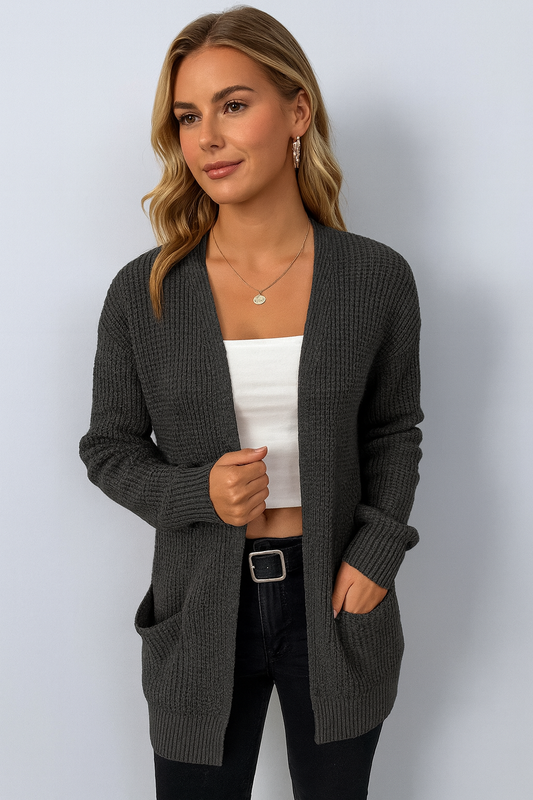 Dames cardigan met open voorkant en zakken
